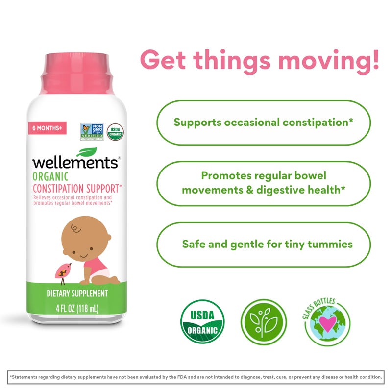 wellements Organic Baby Constipation Support Relieves Occasional Constipation for Infants & Toddlers, No Harsh Laxatives, USDA Certified Organic, 4 Fl Oz (Pack of 2), 6 Months + - Image 3